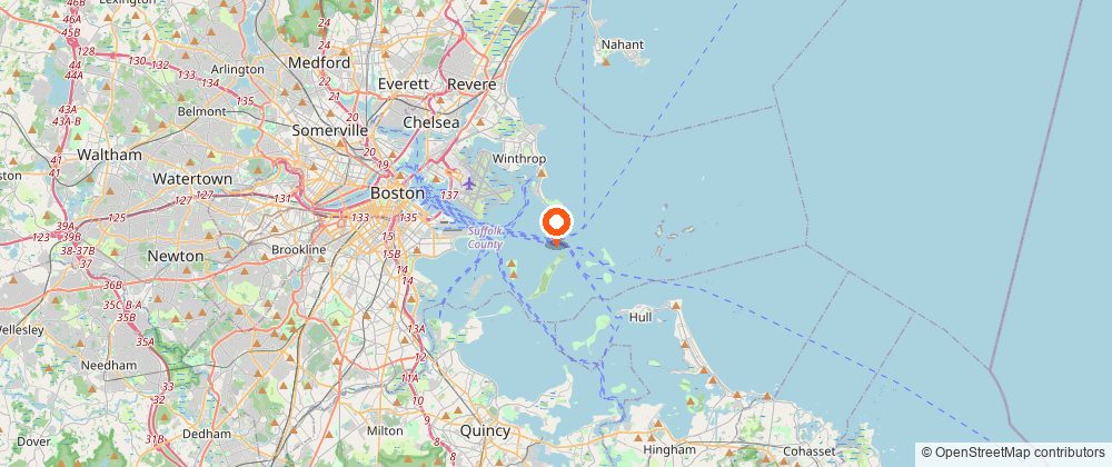 Map showing the location of Boston Harbor