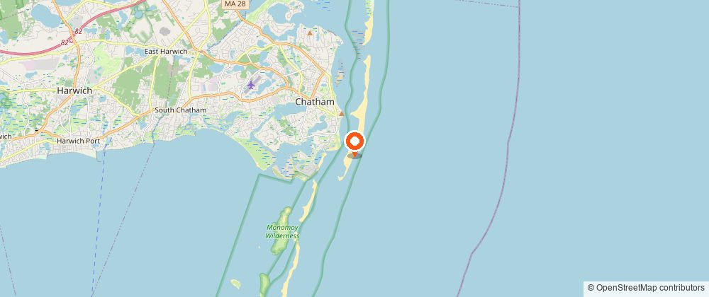 Map showing the location of Chatham Outer Beach