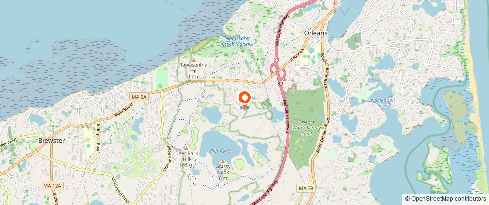 Map showing the location of Cliff Pond