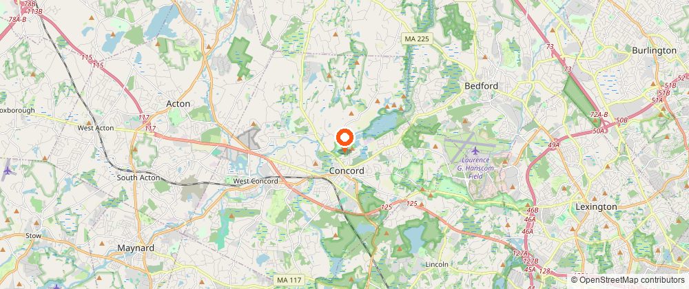 Map showing the location of the Concord River