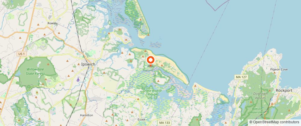 Map showing the location of Crane Beach