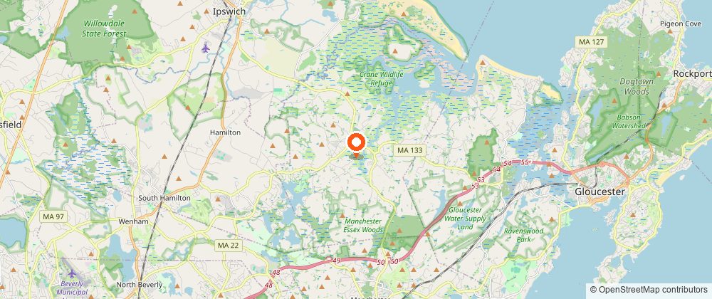 Map showing the location of Essex River