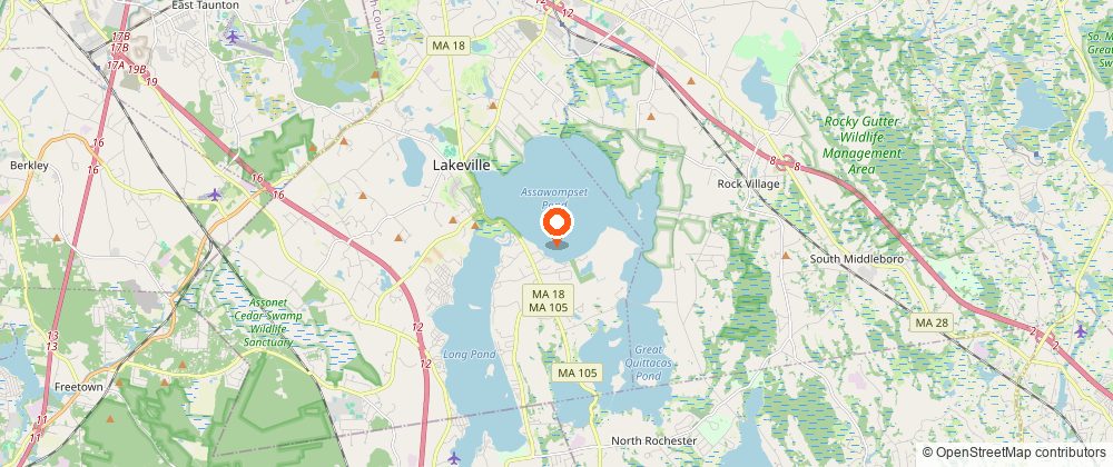 Map showing the location of Long Pond (Lakeville)