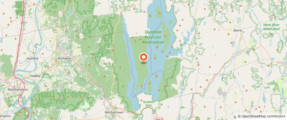 Map showing the location of Quabbin Reservoir