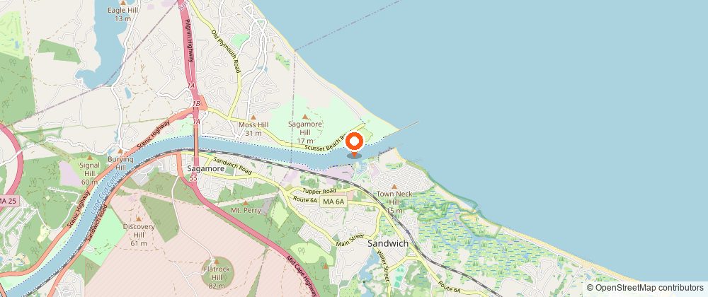 Map showing the location of Scusset Beach