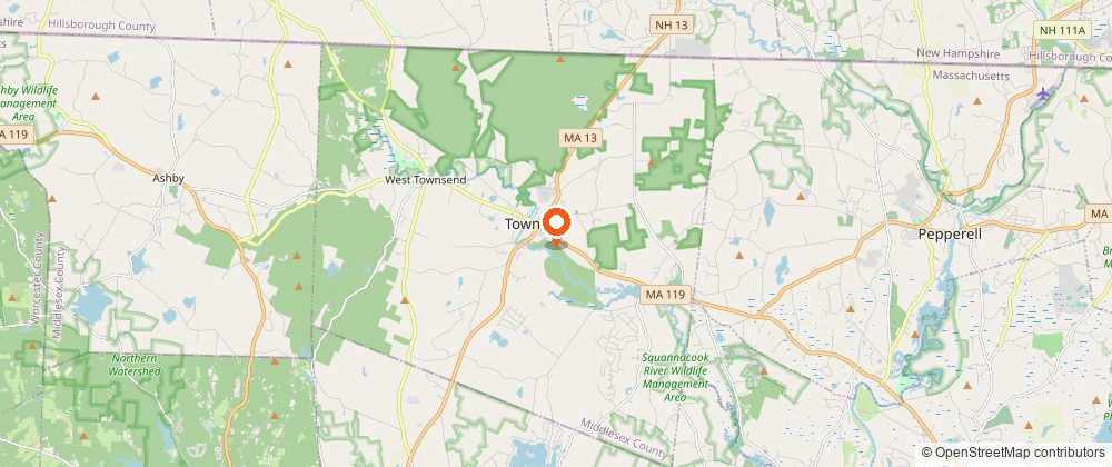 Map showing the location of the Squannacook River