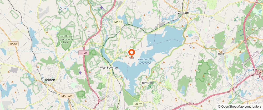 Map showing the location of Wachusett Reservoir