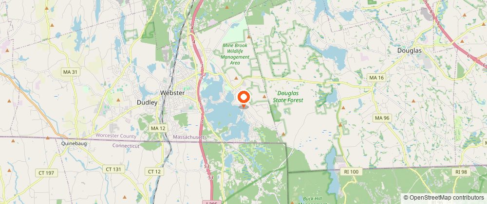 Map showing the location of Webster Lake