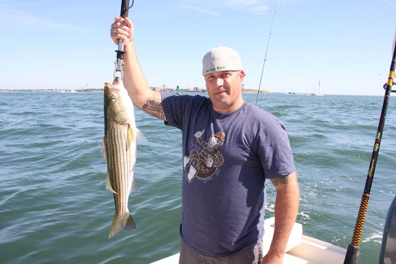 Some keeper sized Stripers in Boston Harbor